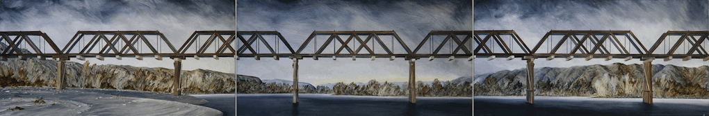 Bob Kerr |Hakataramea Bridge | oil on board | McATamney Gallery | Geraldine NZ